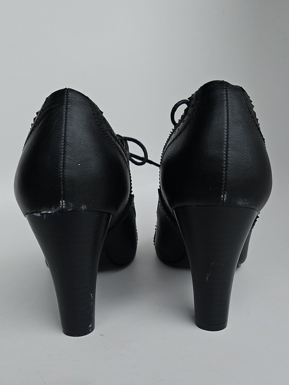 Lace-Up Brogue Heeled Oxford — Black - Picture 5 of 9